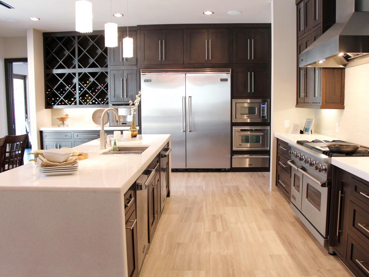 Black White Contemporary Chef's Kitchen Viking Appliances Extra Large Kitchen Island
